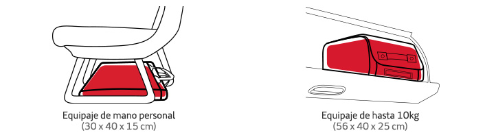 Ubicación equipaje de mano a bordo