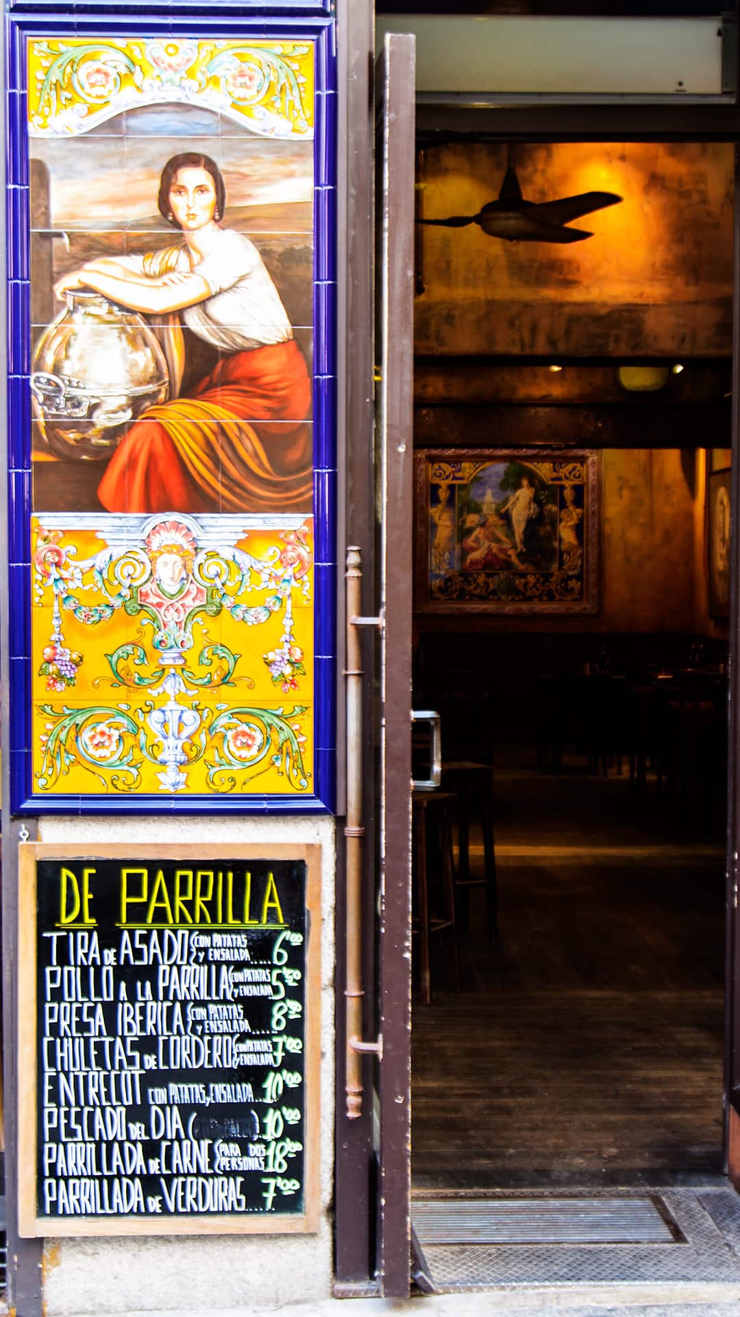 Entrance of a traditional tavern in central Madrid