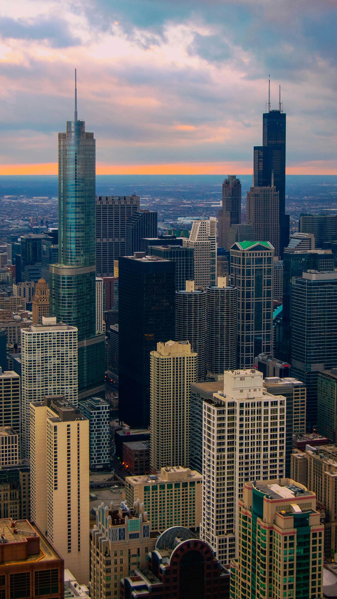 View of Chicago’s skyscrapers from one of its observation decks