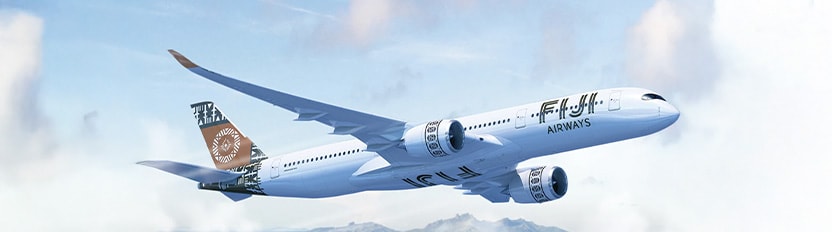 La imagen muestra a un avión de Fiji Airways